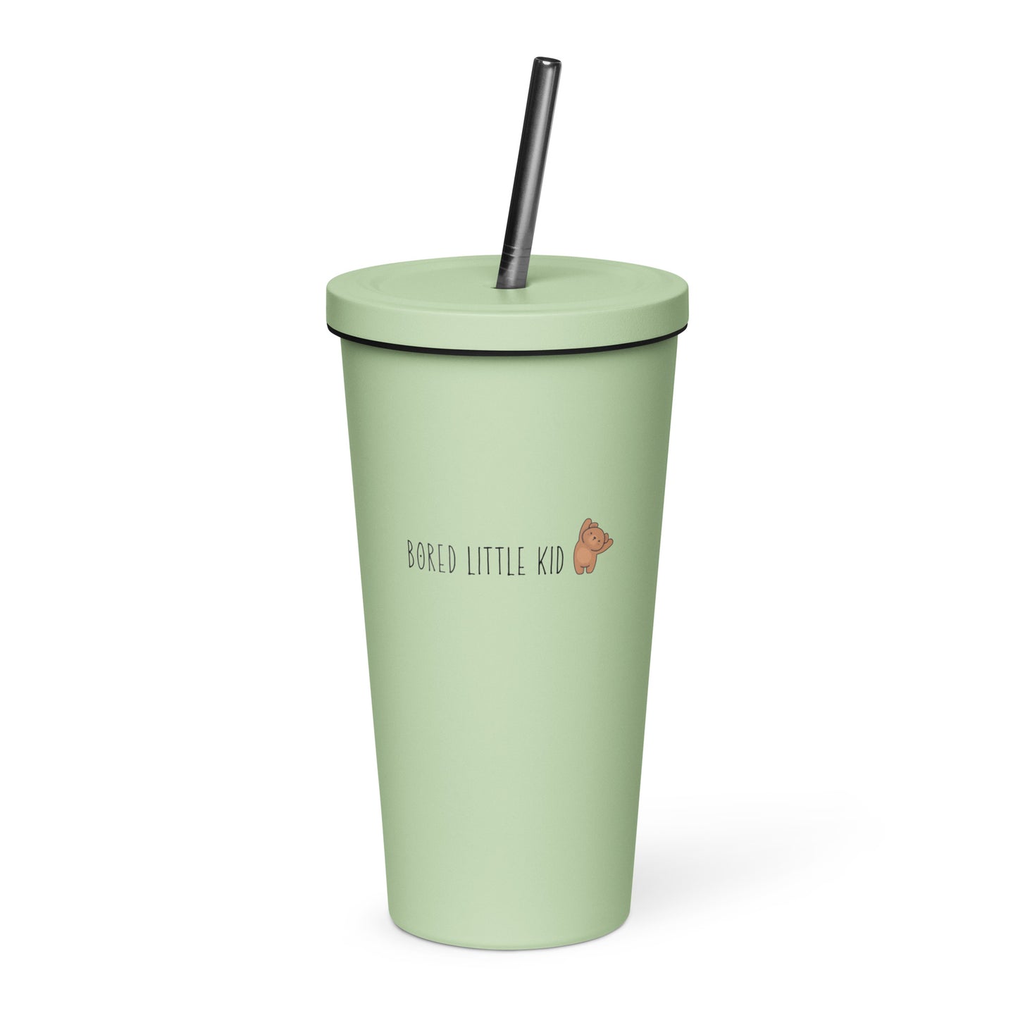 "Bored Little Kid' Teddy Insulated tumbler with a straw